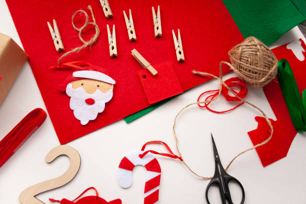 istock Carving for Christmas from red felt crafts on the tree 1350479944