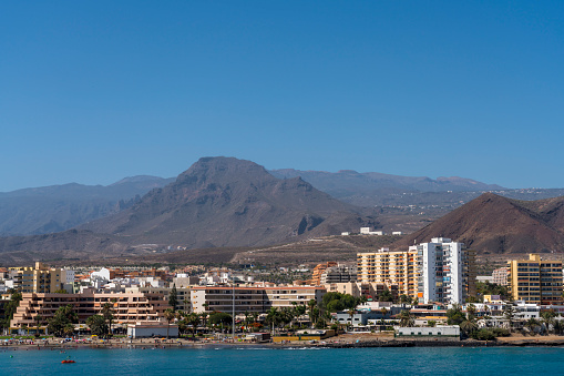Los Cristianos, view from the sea, Canary Island Tenerife,