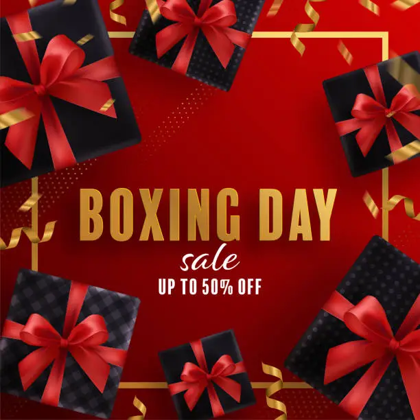 Vector illustration of Boxing day sale or black friday shopping concept design