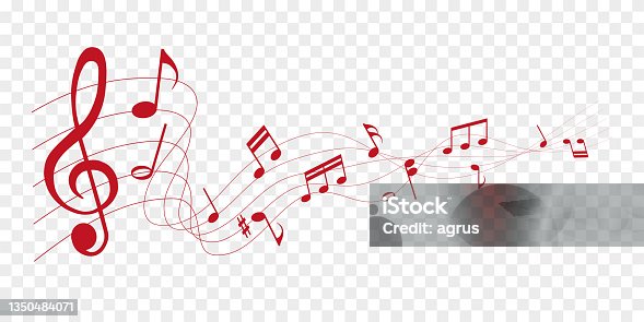 istock vector design element - sheet music - red colored musical notes melody 1350484071