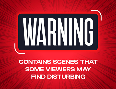 Red warning content disclaimer tv show background design.