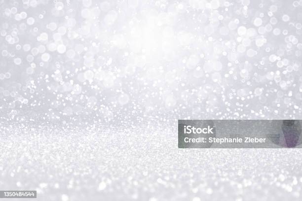 Silver White Diamond Jewelry Background Or Christmas Snow Glitter Stock Photo - Download Image Now