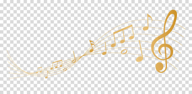 ilustrações, clipart, desenhos animados e ícones de elemento de design vetorial - partitura - melodia de notas musicais de cor dourada - music backgrounds musical note sheet music