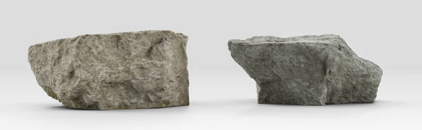 istock Isolated realistic rocks in white background, 3d Rendering 1350495950