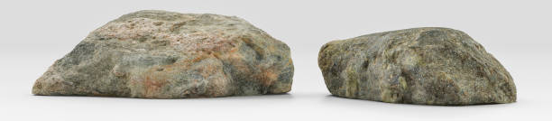 istock Two piece Isolated realistic rocks in white background, 3d Rendering 1350495962