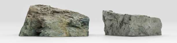 istock Two piece Isolated realistic rocks in white background, 3d Rendering 1350496194