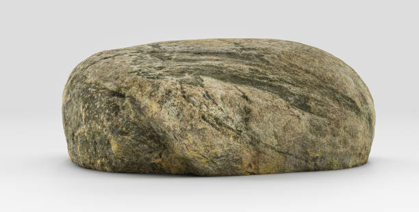 istock Round shaped detailed rock model in white background, 3d Rendering 1350498611
