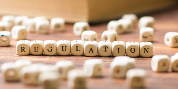 istock regulation word written on wood block. regulation text on table, concept. 1350503310