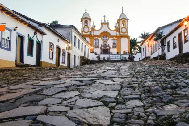 church of Santo Antonio in the city of Tiradentes MG, view at sunset, afternoon