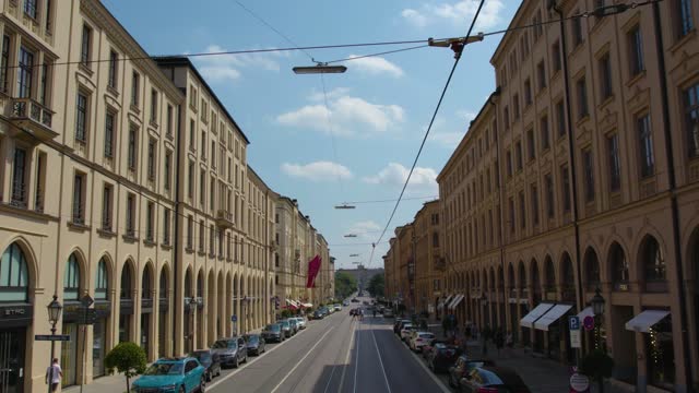 Flying around the streets of Munich in Bavaria.