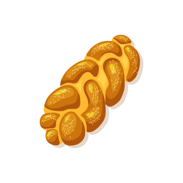 ilustrações de stock, clip art, desenhos animados e ícones de challah, holiday jewish braided loaf on isolated background. saturday bread. vector cartoon illustration. - challah