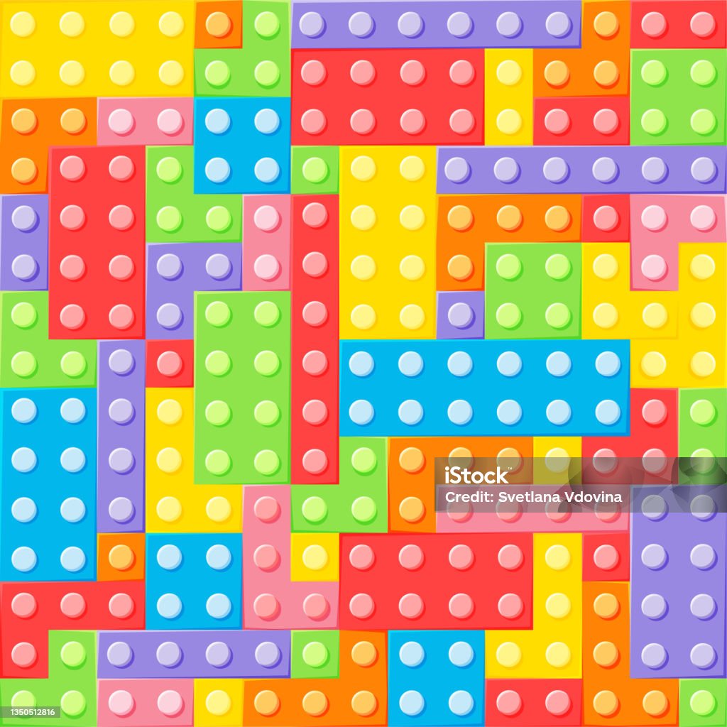 Color Shapes Pattern Blocks Various Plastic Blocks Seamless Pattern 7 Colors And Shapes Constructor ...