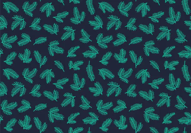 Vector illustration of Pine tree needles seamless pattern