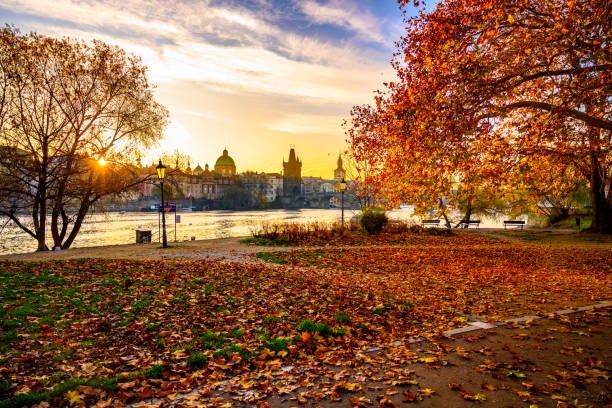 Morning at Vltava River in Prague