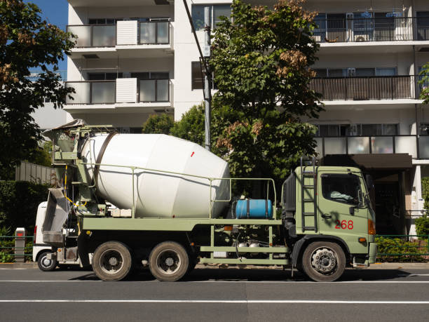 Concrete mixer truck. Taken in Tokyo in October 2021.