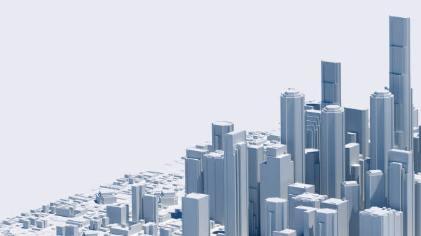 istock 3D rendering of White modern Architectural city model . Isolated on white background. 1350528196