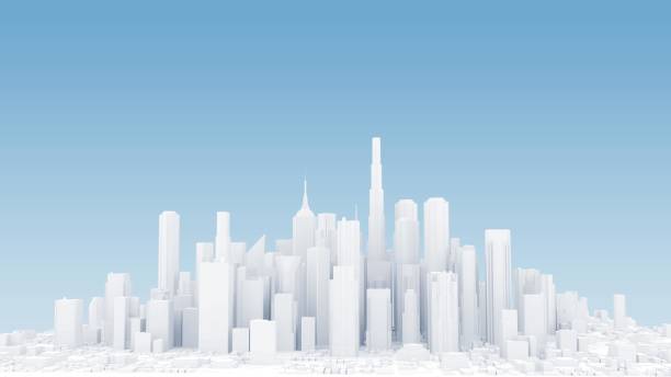 istock 3D rendering of White modern Architectural city model . Isolated on white background. 1350528200