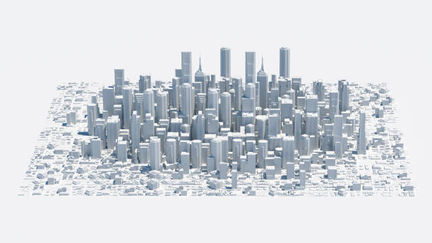 istock 3D rendering of White modern Architectural city model . Isolated on white background. 1350528210