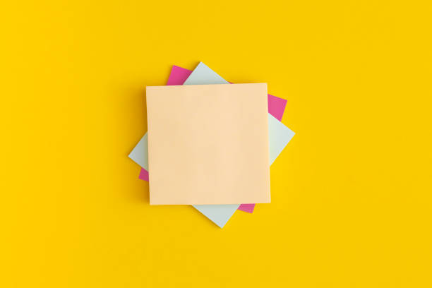 istock Mock up sticky notes on yellow background. Business concept, strategy, planning 1350532761