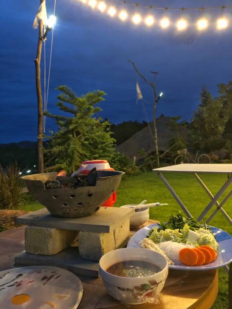 istock Korean BBQ dinner party at the backyard in weekends 1350539203