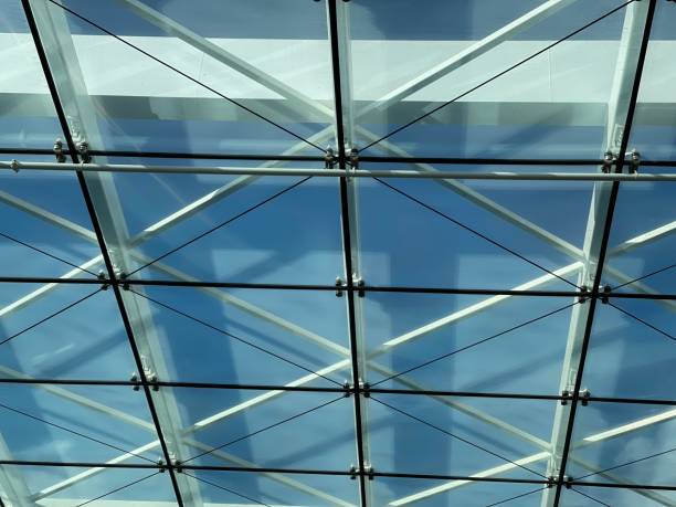 istock Flat roof of glass structure house 1350543832