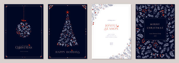 universelles weihnachtsliches templates_26 - weihnachtskarte stock-grafiken, -clipart, -cartoons und -symbole