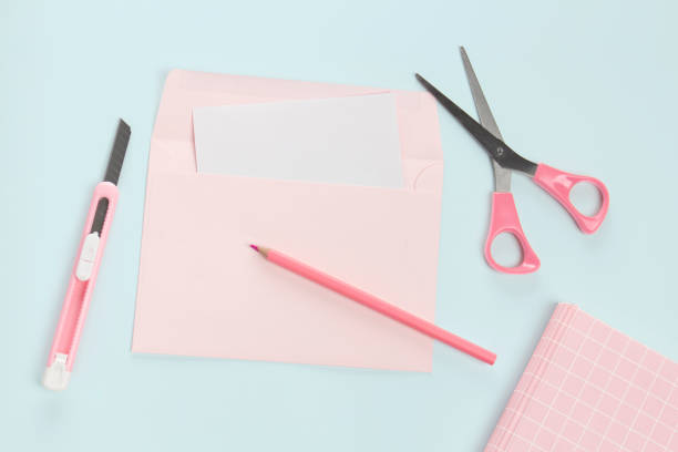 istock flat lay pink letter and stationery 1350549925