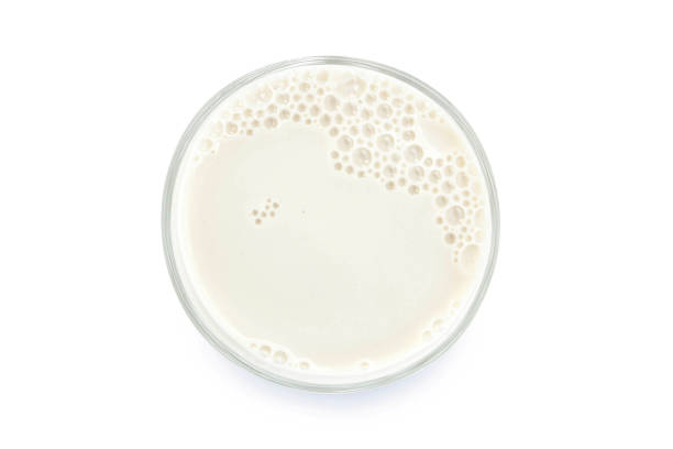 Glass of milk isolated on white background stock photo