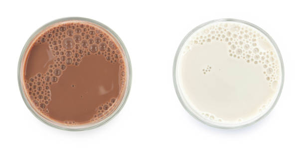istock Milk and Chocolate milk puddle in glass 1350551171