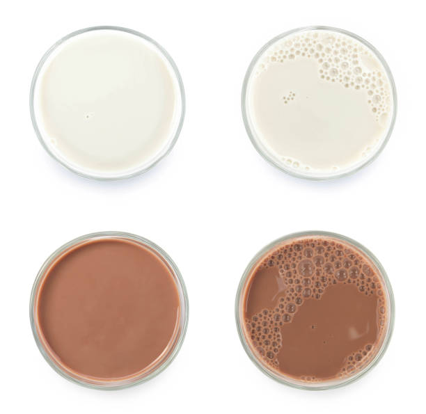 istock Milk and Chocolate milk puddle in glass 1350551190