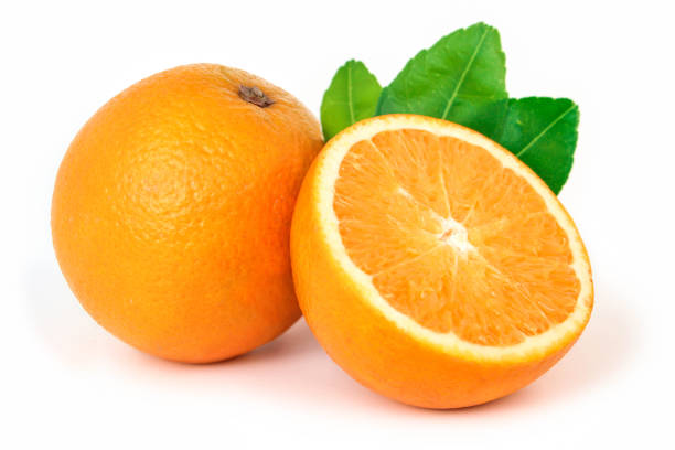 istock Orange fruit with orange slices isolated on white background. 1350553143