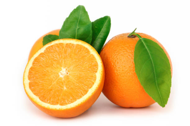 istock Orange fruit with orange slices isolated on white background. 1350553155