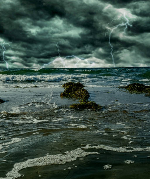 istock Thunderstorm over the stormy Baltic Sea 1350555663