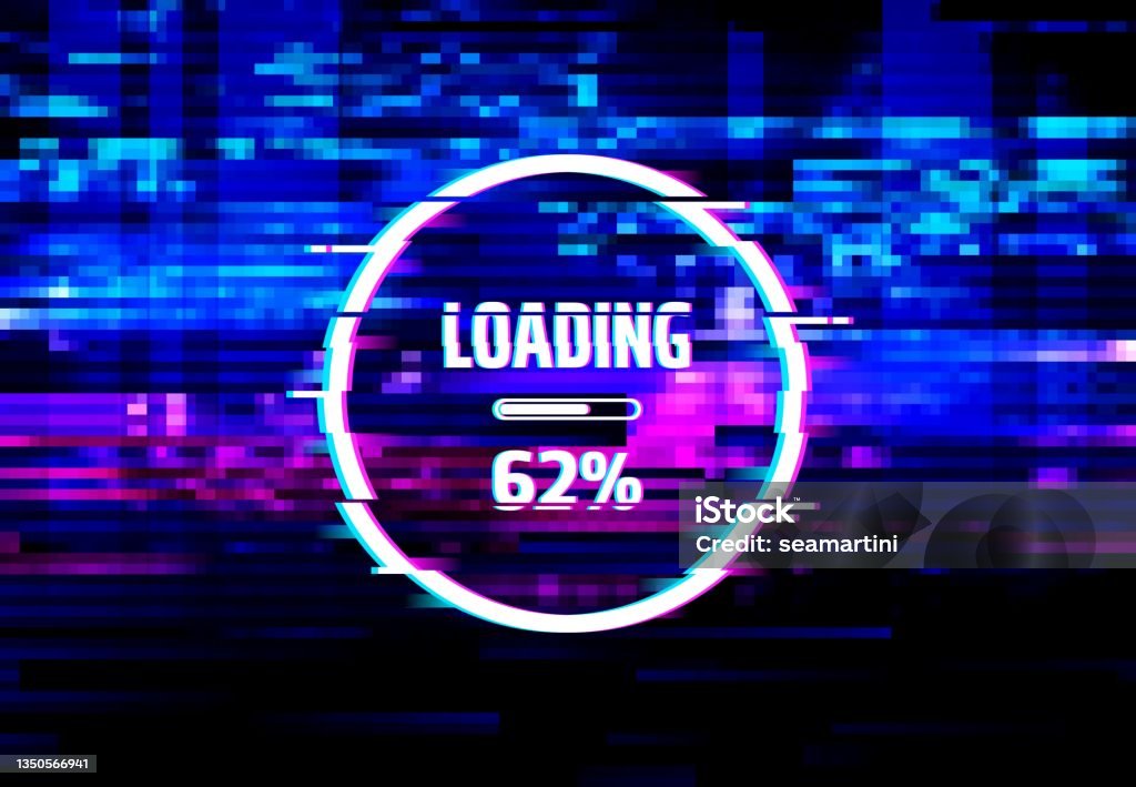 Loading Error Screen With Data Glitch Effect Stock Illustration ...