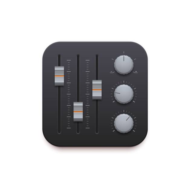 illustrations, cliparts, dessins animés et icônes de mixeur de son, icône d’interface de l’application d’enregistrement de musique - faders