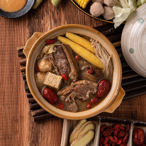 istock Delicious ginger duck hot pot in Taiwan. 1350570807