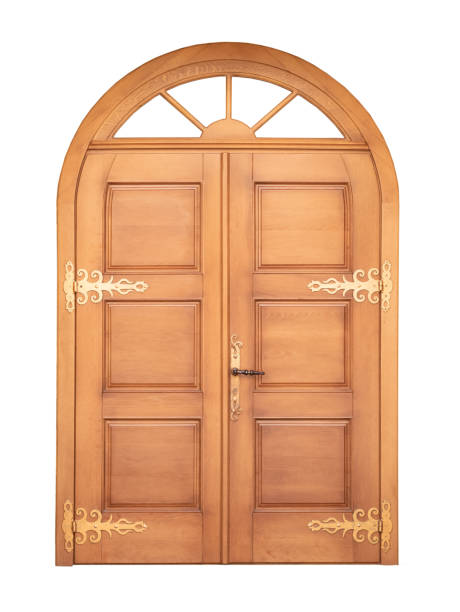istock wooden beautiful door isolated on white background 1350570856