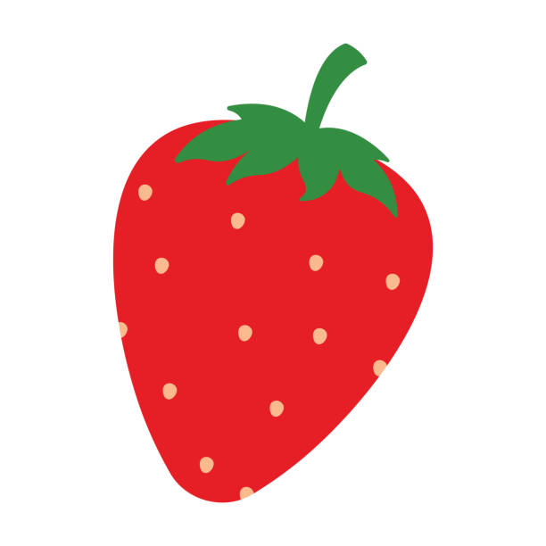 süße erdbeerfrüchte cartoon clipart icon im vektordesign - juicy childhood colors red stock-grafiken, -clipart, -cartoons und -symbole