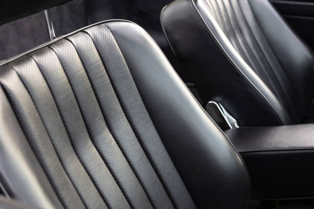 istock Classic car - black leather seats 1350574493