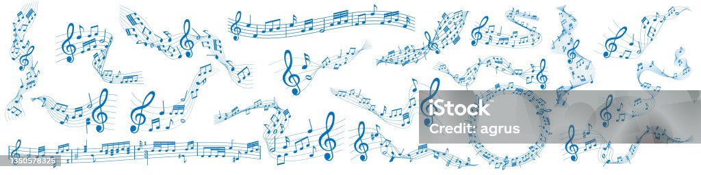 Blues Notes Vector File Vector Design Element Blue Colored Sheet Music Musical Notes Melody ...