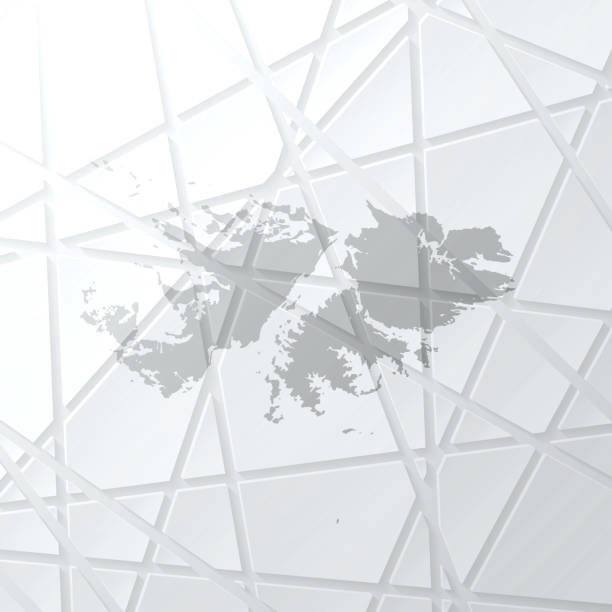 falklandinseln karte mit mesh-netzwerk auf weißem hintergrund - falkland islands stock-grafiken, -clipart, -cartoons und -symbole
