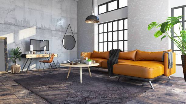 istock Cozy Living Room with Workspace 1350583612