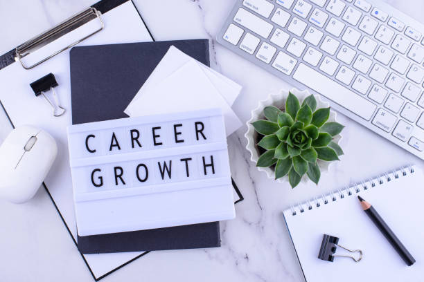 istock Career growth concept with office desk 1350585771