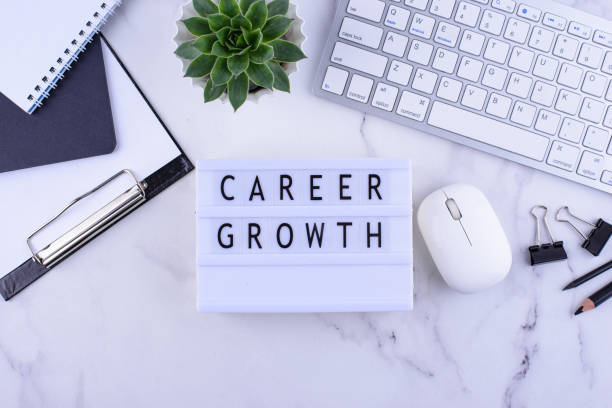 istock Career growth concept with office desk 1350585779