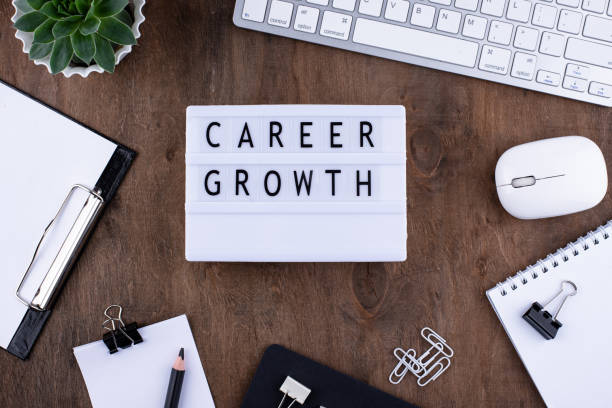 istock Career growth concept with office desk 1350585786
