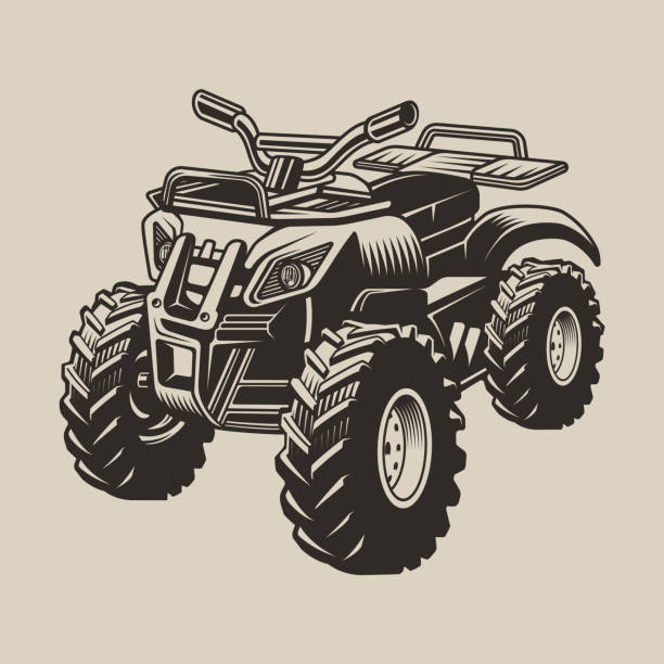 illustrations, cliparts, dessins animés et icônes de illustration vectorielle avec un vtt - off road vehicle quadbike desert dirt road