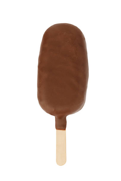 istock Popsicle ice cream covered with brown chocolate isolated on white 1350595279