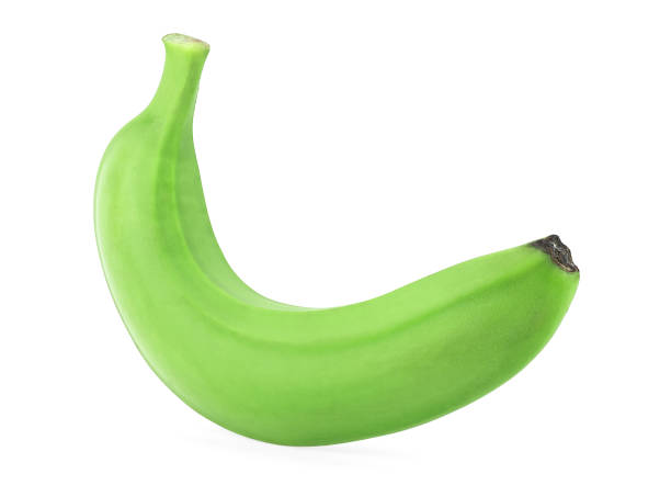 istock Single green banana fruit isolated on a white background 1350595474