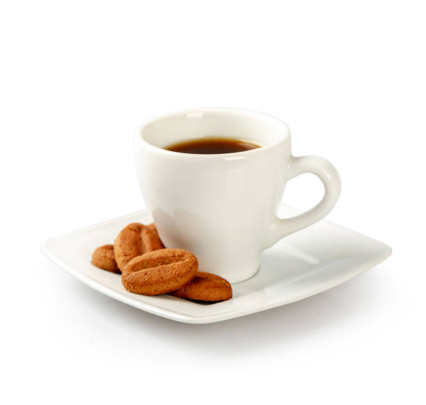 istock White cup of coffee and cookies 1350604833