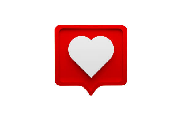 istock White heart speech bubble inside of a red shape on a white background. Social media 3d like icon. Design elements for web, Internet, social network concept, app. 3d render illustration. 1350605214